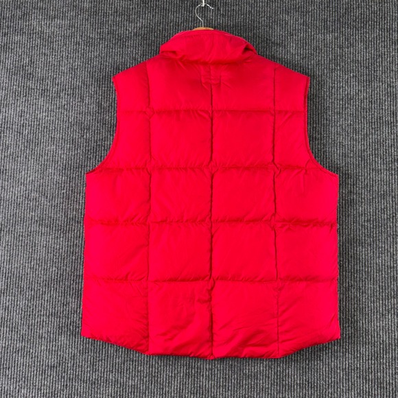 Lands' End Womens L Red Puffer Vest Goose Down Feather Fill Gorpcore Retro - Picture 3 of 8